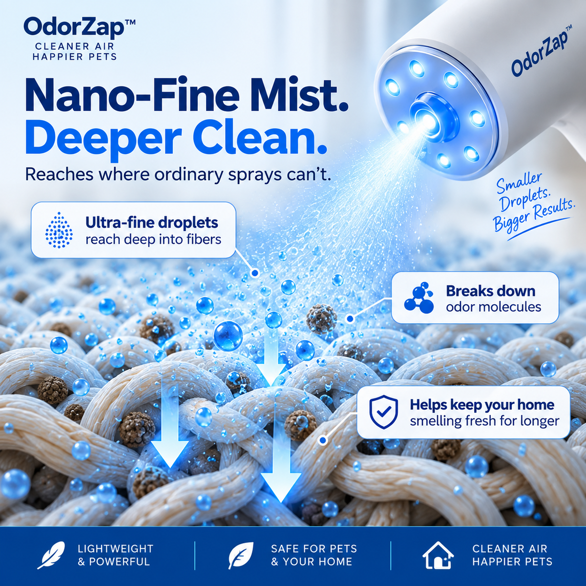 OdorZap™ Blue-Light Enzyme Deodorizer