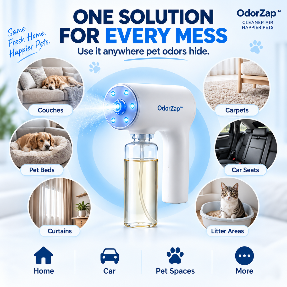 OdorZap™ Blue-Light Enzyme Deodorizer